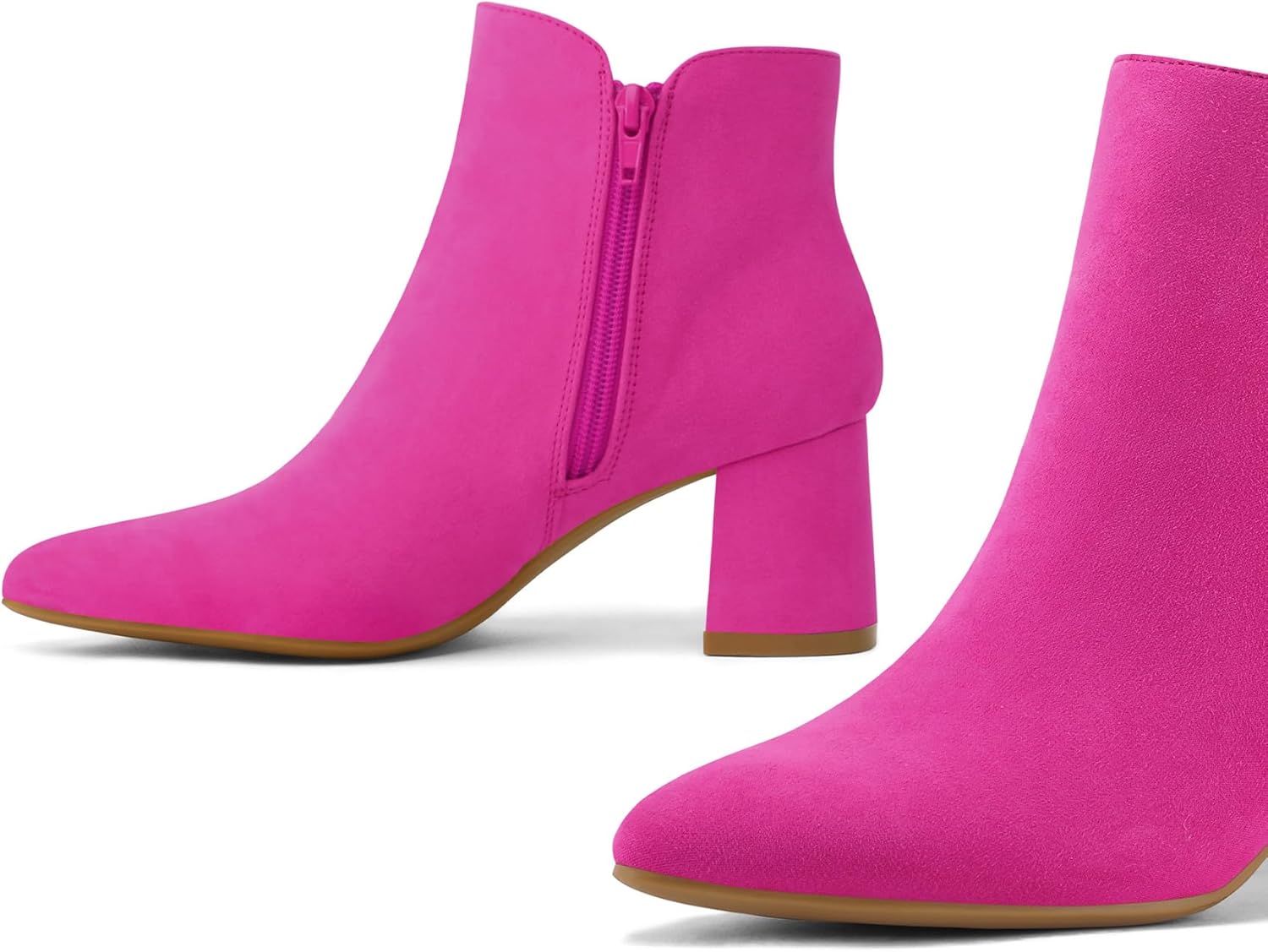 mysoft Women's Ankle Boots Chunky Block Low Heel Comfortable Pointed Toe Side V Cutout Dressy Office Booties with Zipper - Image 8