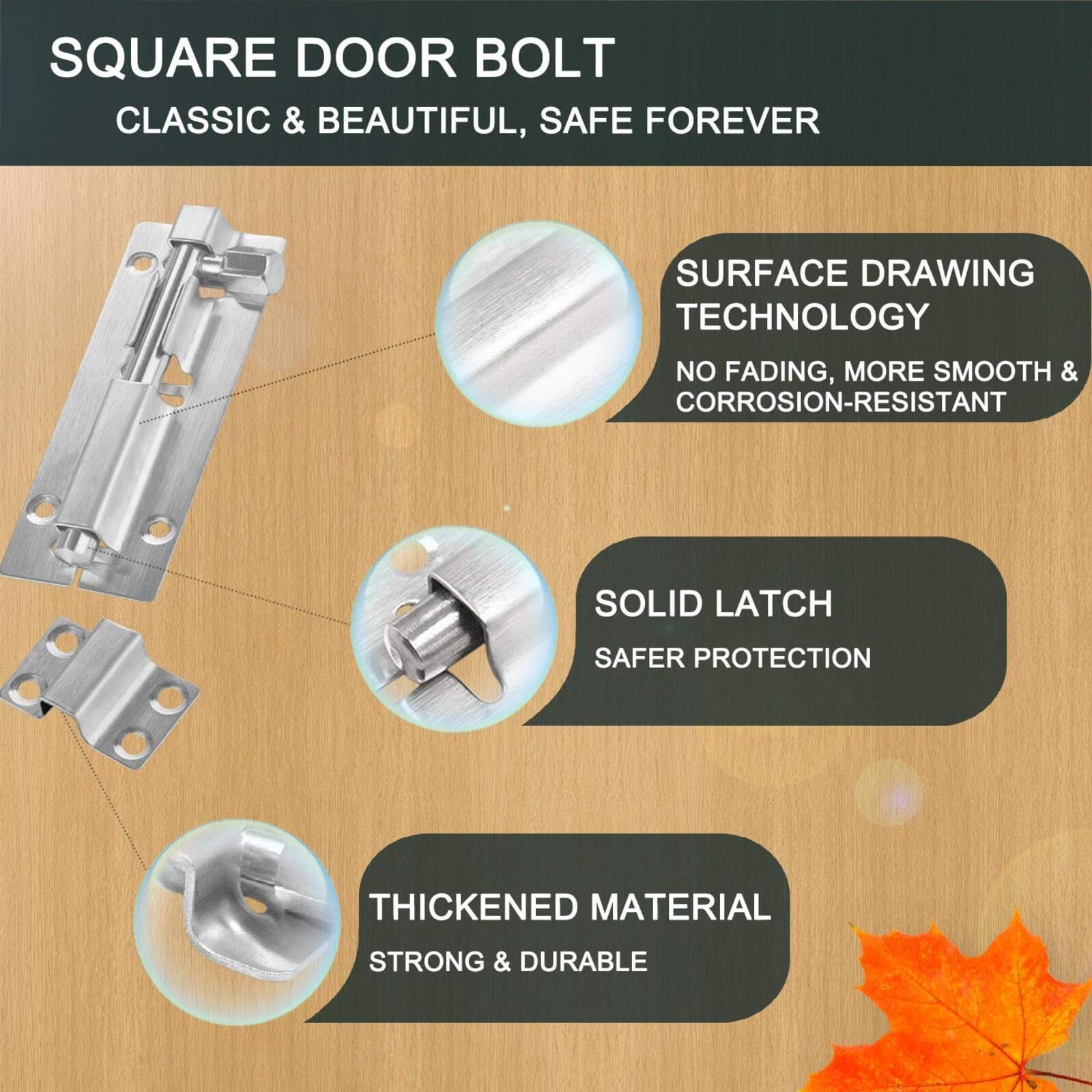 2 Pcs Door Lock Bolts, 3" Stainless Steel Slide Barrel Door Bolt - Image 4