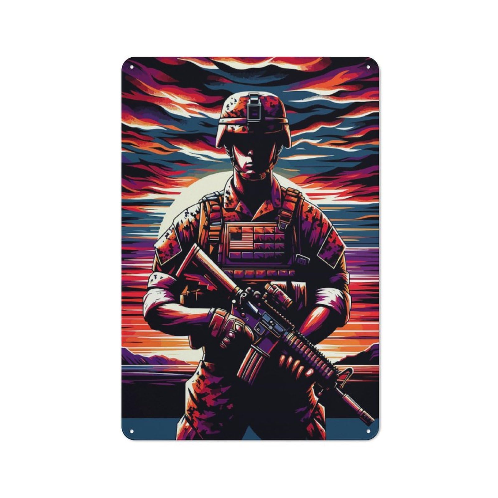 Junmoney Marine Corps Sunset Wpap Vintage Tin Sign 30X20cm With For Man Cave Or Games Room, For Games Room Collectors
