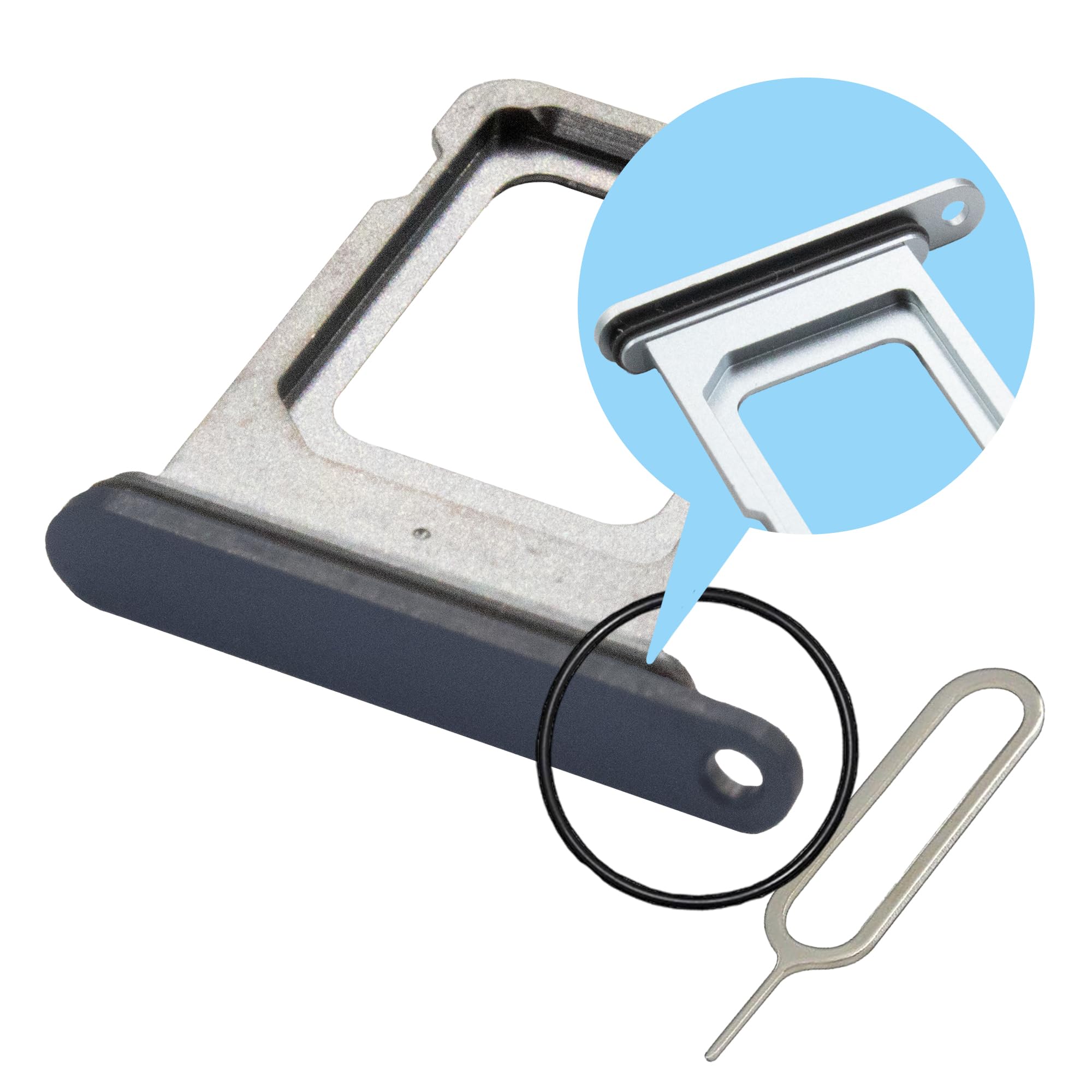 MMOBIEL Vassoio Porta Scheda SIM Compatibile con iPhone 15 Pro/15 PRO Max - Sostituzione Supporto Scheda SIM - Porta SIM – incl. Estrattore SIM e Anello di Gomma Impermeabile - Blu