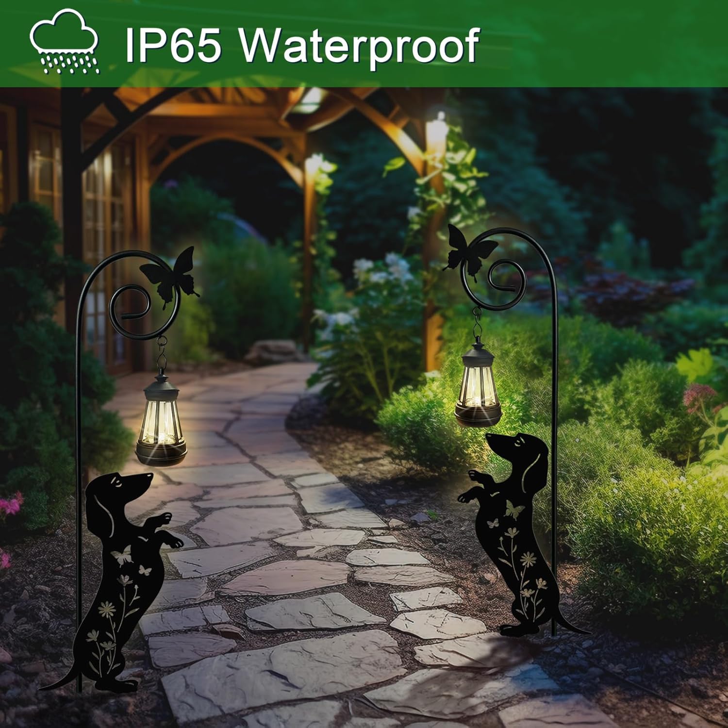 Dog Solar Lights Outdoor Decoration,Dachshund Gifts for Women,Solar Lantern Silhouette Animal for Yard,Pathway,Lawn Ornament Garden Stakes