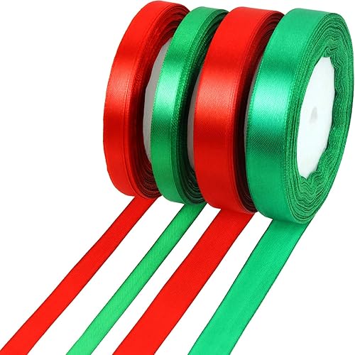 Miniatura 8 de Cintas de Navidad de 100 yardas para envolver regalos, cintas de satén de Navidad para envolver bodas, lazos de costura, coronas, manualidades (0.88