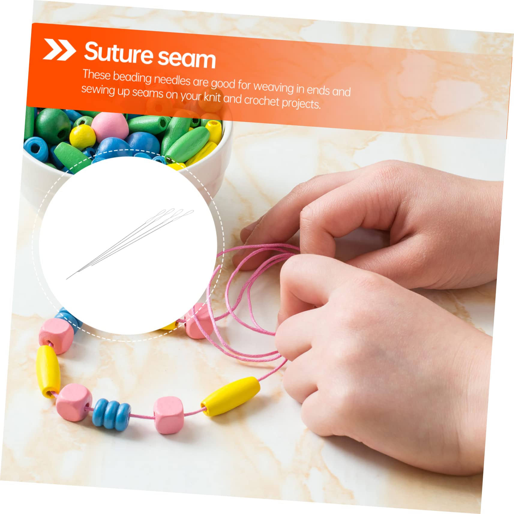 KONTONTY 4pcs Beading Needles for Yarn Large DIY Crafting Needles Superfine Embroidery