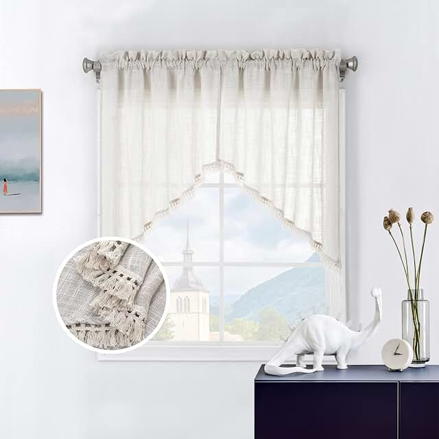 Beda Home linen-textured tassel swag valance
