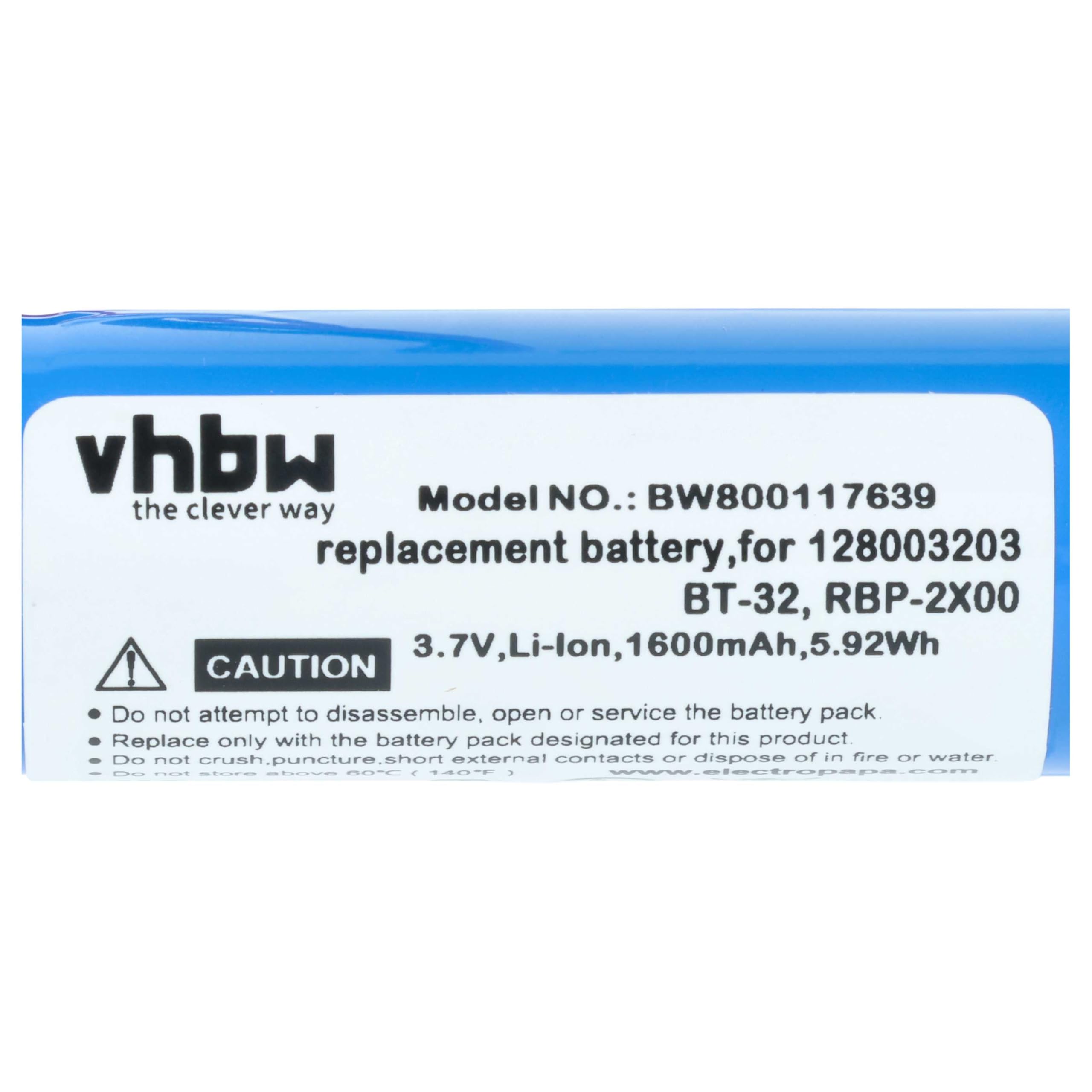 vhbw 2x batteria sostituisce Datalogic BT-32, 128003203, RBP-2X00 per lettore di codici a barre, POS (1600mAh, 3,7V, Li-Ion)