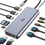 Laptop Docking Station Dual Monitor, LIONWEI 13-in-1 USB C Hub with 4K 2 HDMI, DP, Ethernet, 5 USB A/C 3.1/2.0, 100W PD, SD/TF, Audio, USB C Hub Multiport Adapter for Dell/HP/Lenovo/Surface