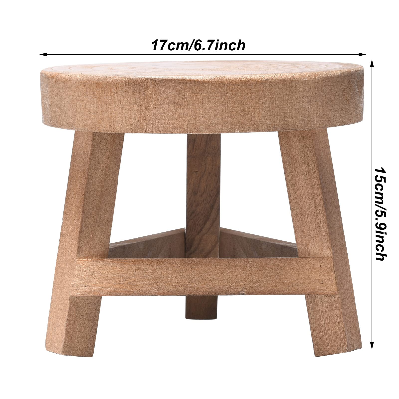 Spetebo Tavolino A Forma Di Disco – 25 Cm – Sgabello Per Piante In Legno E Metallo – Rustico E Moderno - 4