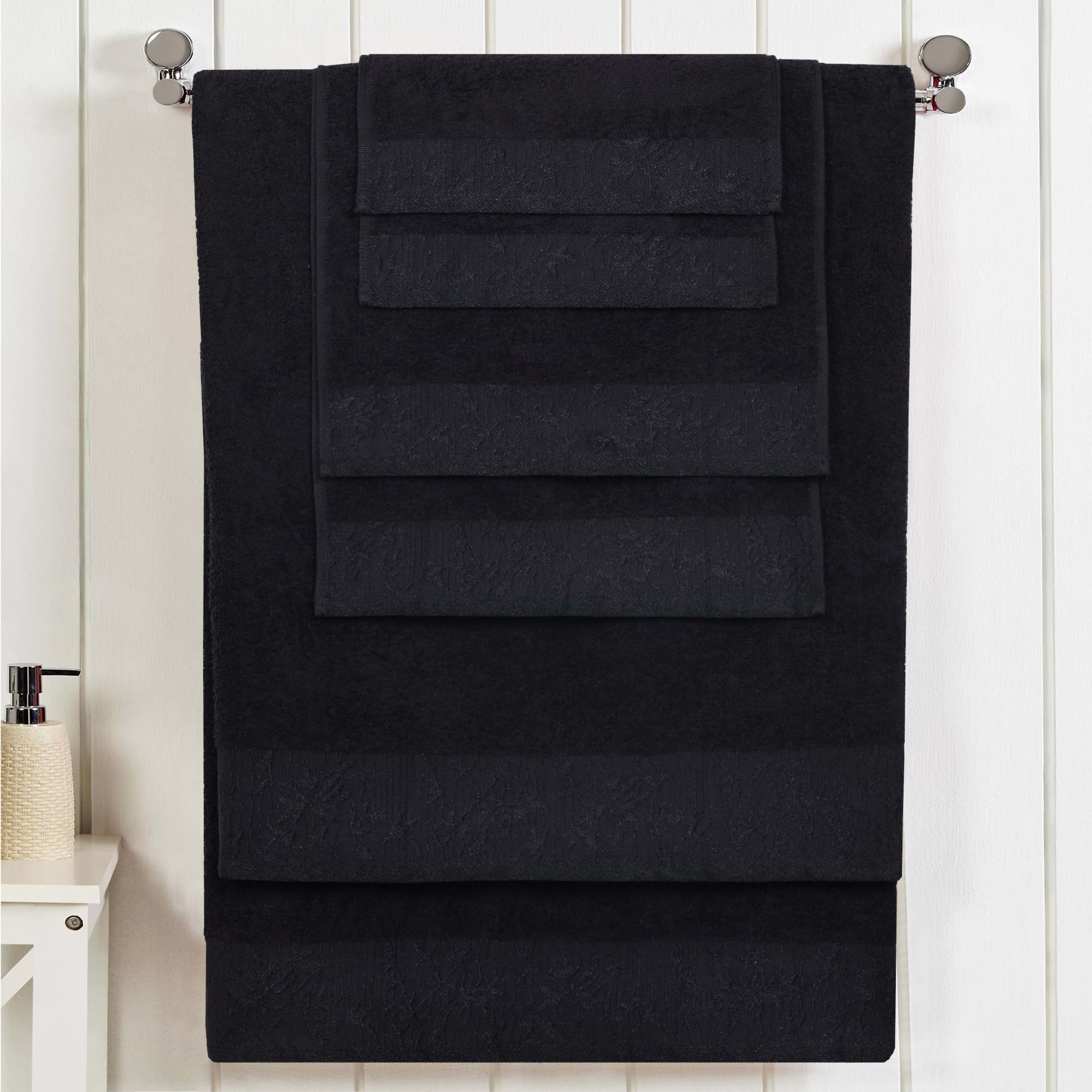 Serviettes en coton bain douche essuie mains visage lot de 6 jacquard