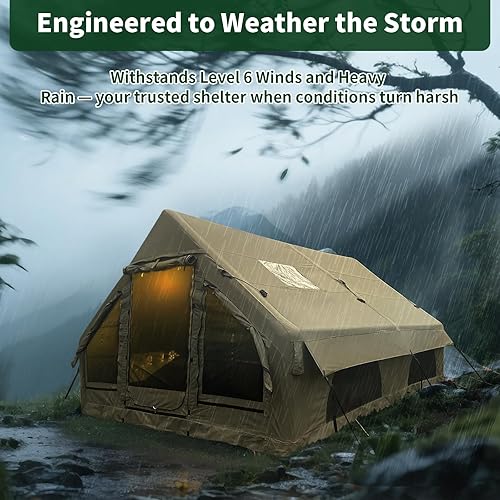 Miniatura 4 de Tienda de campaña inflable de lujo grande, resistente al viento y a la lluvia, tela transpirable y duradera resistente al desgaste, estufa