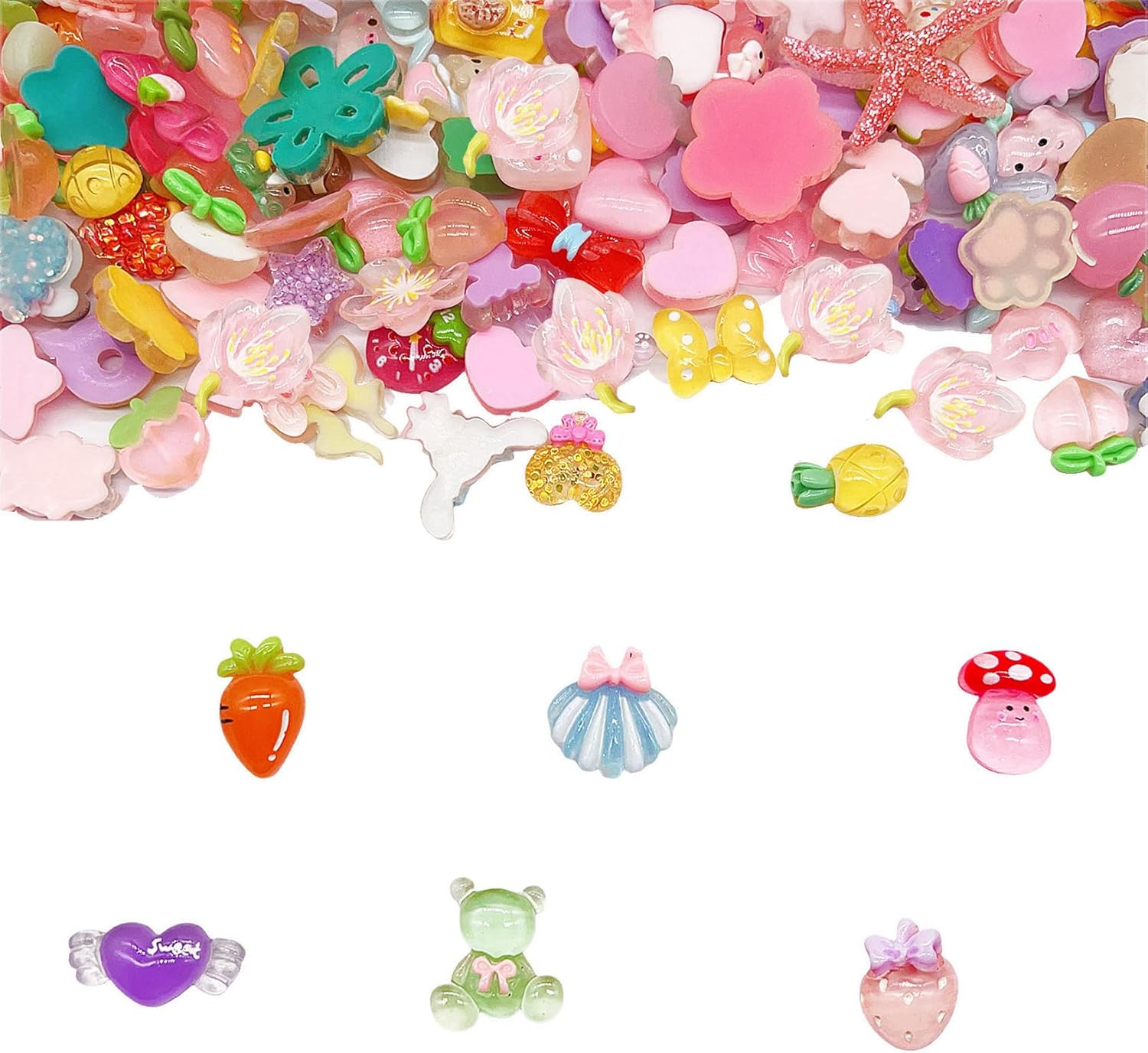 60 Pcs Slime Charms Bulk for DIY Craft Making Kit, Cute Flat Back Resin Charms for Crafts (Multicolored) - Image 3