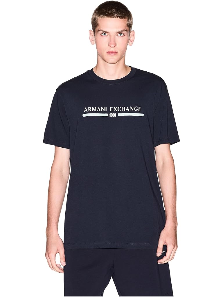 Navy Armani Exchange 1991 Chest Logo T-shirt