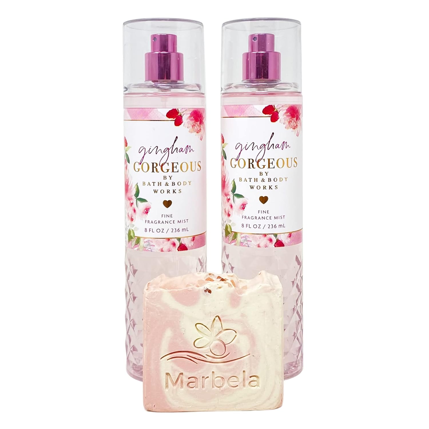 Bath & Body Works Gingham Gorgeous 2 Pack Fine Fragrance Mist Gift Set with a Himalayan Salts Springs Bar Soap - Full Size