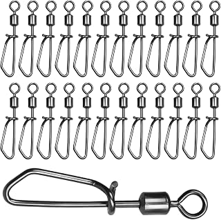 Quick Fishing Snaps - Clips de pesca, 25 clips giratorios flexibles con rotación de 360 grados | Clips de fijación rápida para señuelos, cebos, anzuelos, aparejos de pesca, accesorios de caja de pesca