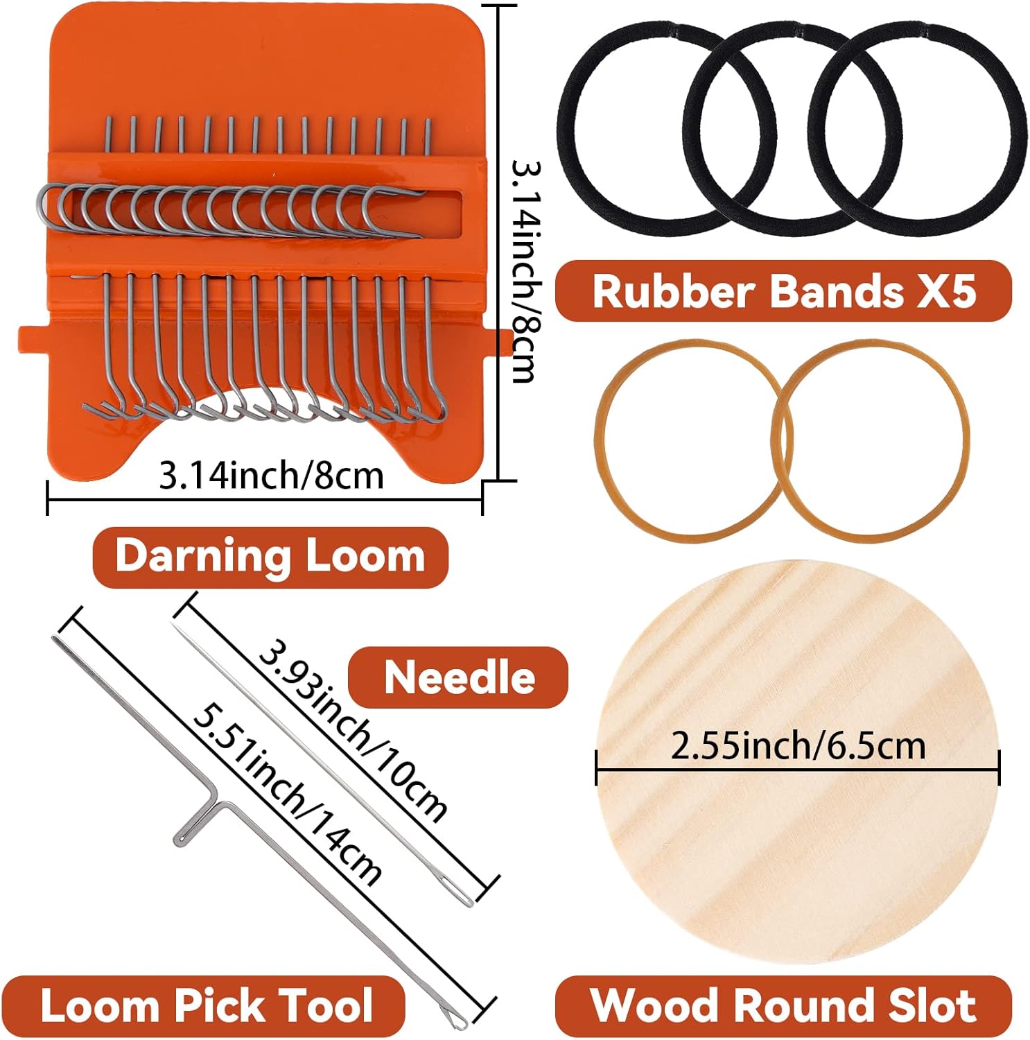 Caydo 14 Hooks Speedweve Darning Mini Loom Machine with 50 Color Darning Threads for Beginners Quickly Mending Jeans Socks, Mini Weave Tool for DIY Artful Patterns, Repair Clothes