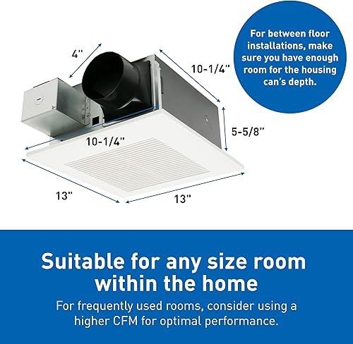 Miniatura 4 de Panasonic WhisperFit FV-0511VFC1 - Extractor de techo para baño con sensor de humedad, 50-80-110 CFM