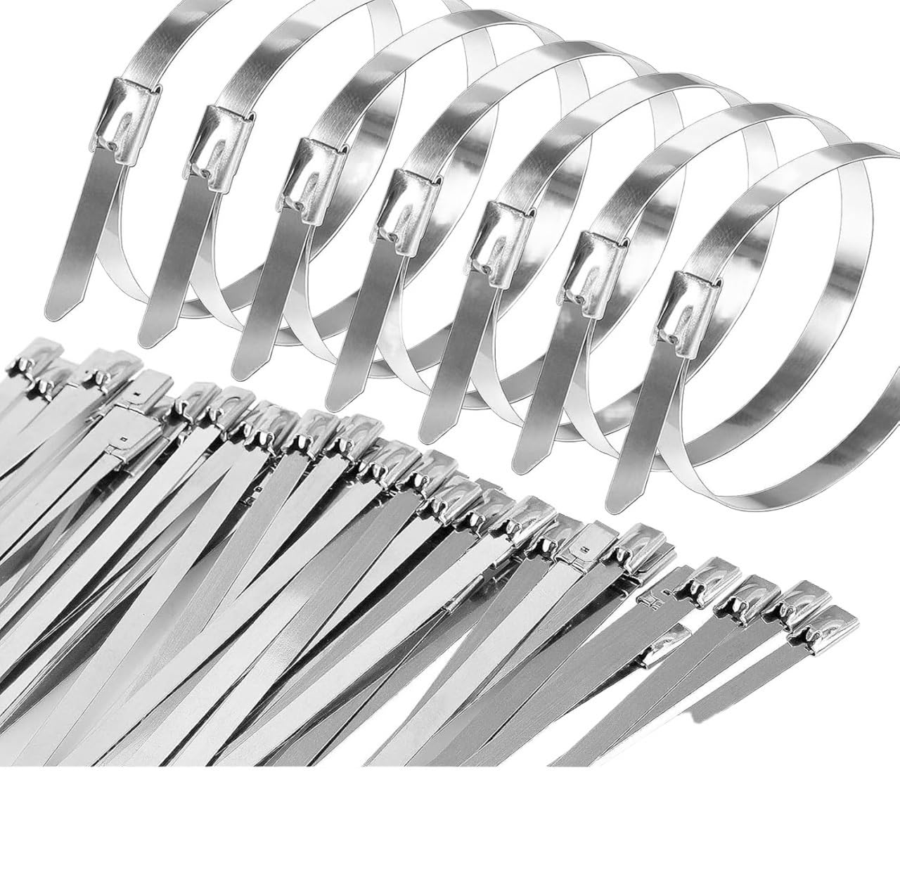 opaski zaciskowe, Ca Metal Samoblokujący Wielokrotnego użytku Wytrzymały Organizer do opasek kablowych Wielofunkcyjny Stal nierdzewna Zapięcie na suwak 60 szt(100,4.6 * 150mm)