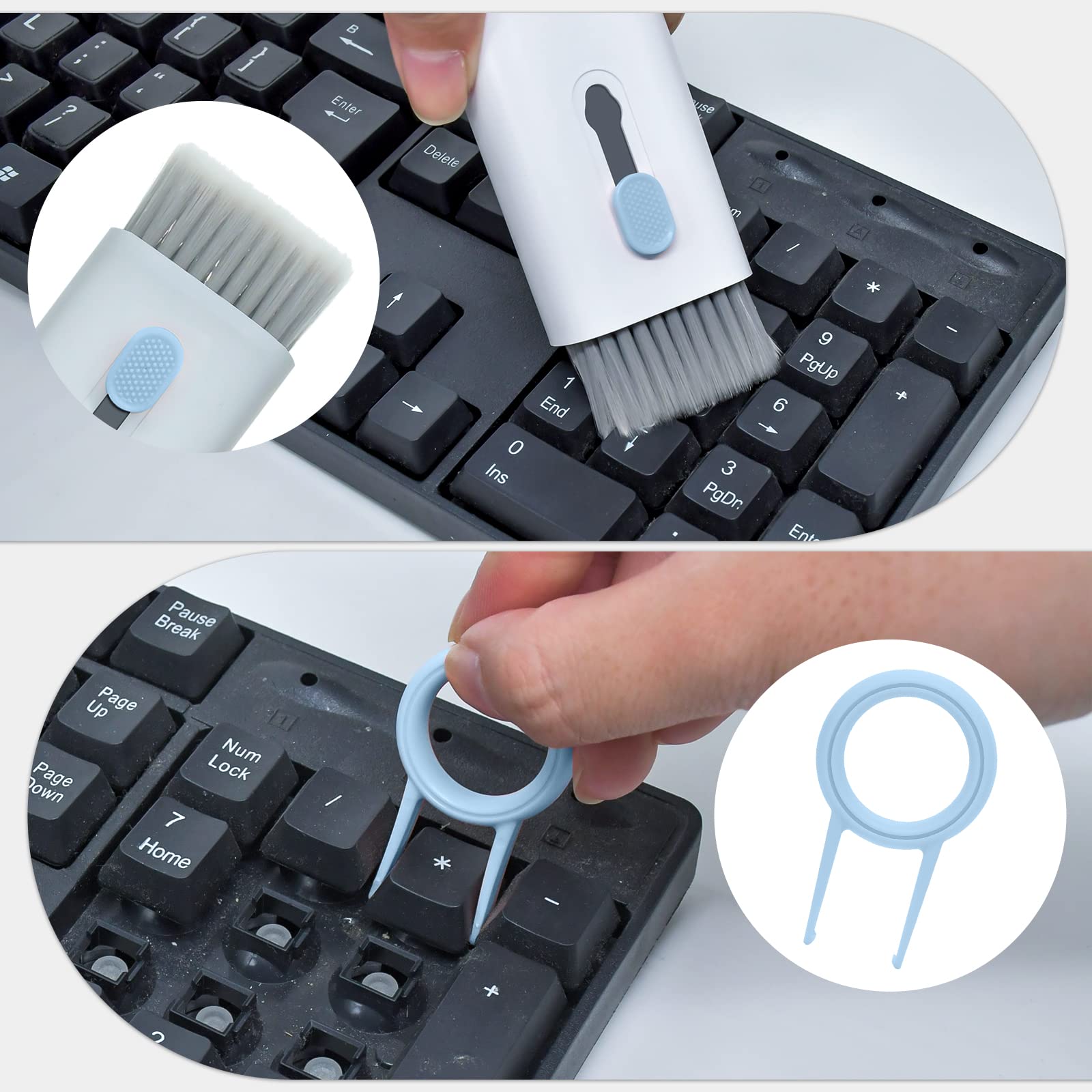 Kit Nettoyage 7 En 1 Clavier & Électronique – Brosse, Extracteur Touches, Stylo 3 En 1 – Noir