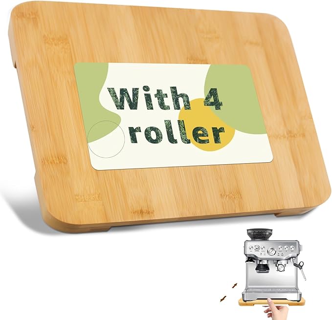 Bamboo Appliance Sliders for Kitchen Small Appliances - Counter Slider for Stand Mixer, Air Fryer, Coffee Maker, Espresso Machine, Toaster, Under Cabinet Sliding Tray for Countertop (14.2"W x 11.8"D)