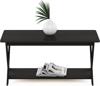 Furinno Modern Simplistic Coffee Table, Rectangle Center Table with X-Legs, Criss-Crossed Side Table, for Living Room, Bedroom, Home Office, Black Espresso