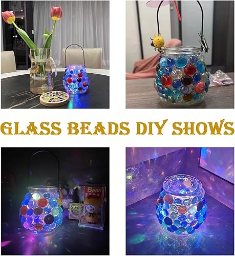 Miniatura 4 de KINGOU 100 unidades de canicas de vidrio plano, piedras Mancala de repuesto de 0.6 libras de colores mixtos, guijarros/cuentas/gemas para juegos,