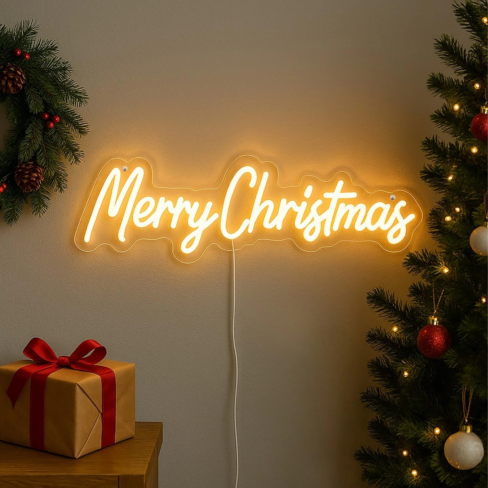 Marco Paul 'Merry Christmas' Neon LED Sign Clear