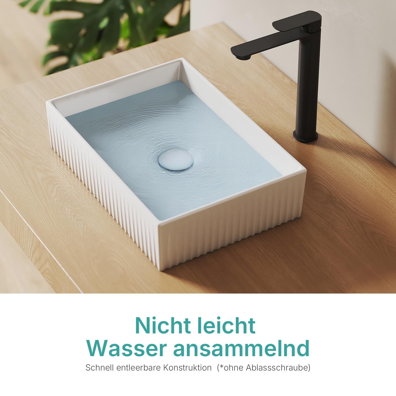 EMKE Lavabo à Poser rectangulaire 45,0 × 32,0 × 11,0 cm – Lavabo en céramique pour WC d'invités et Salle de Bain sans Trou de Robinet, Blanc (Angle Droit)