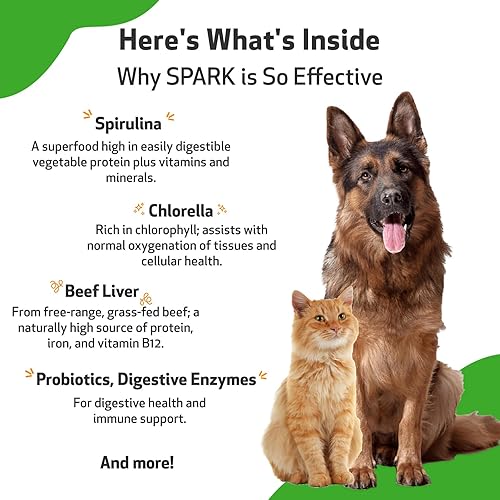 Miniatura 5 de Pet Wellbeing Spark Daily Nutritional Greens Superalimento para perros y gatos - Probióticos, enzimas digestivas, aminoácidos, antioxidantes,
