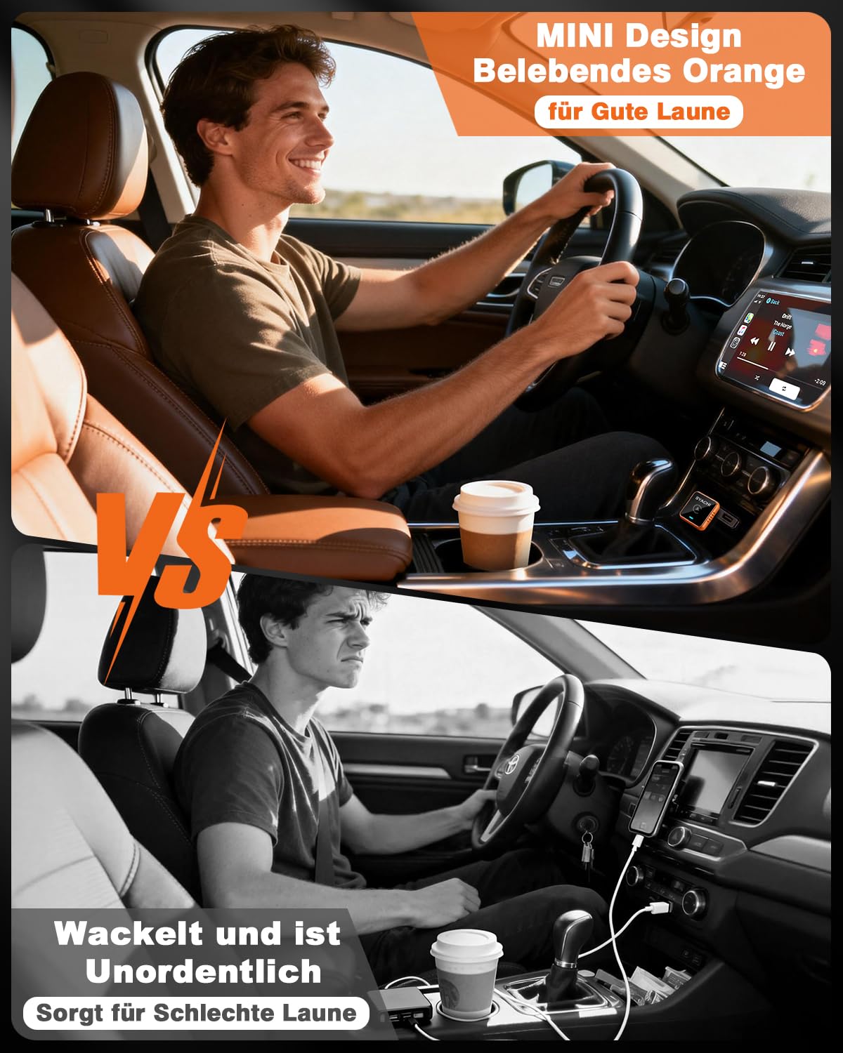 SYACHI 2 en 1 Adaptador CarPlay Inalámbrico con USB A/Tipo-C, Convierte Cableado a Inalámbrico, para iPhone iOS 10+ & Android Auto, Compacto y Estable Bluetooth Car Play Wireless Adapter — view 4