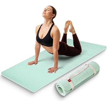 12mm Thick Yoga Mat with Strap - Anti-Slip Double Surface, Environmentally Friendly POE, for Women, Men and Kids Perfect for Pilates, Yoga, Floor Training