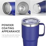VEGOND 20 oz Tumbler avec poignée et paille, en acier inoxydable Voyage isolé tasse à café épreuve de déversement double mur coupe tumbler en métal garde boire chaud et froid, Royal Blue paquet de 1