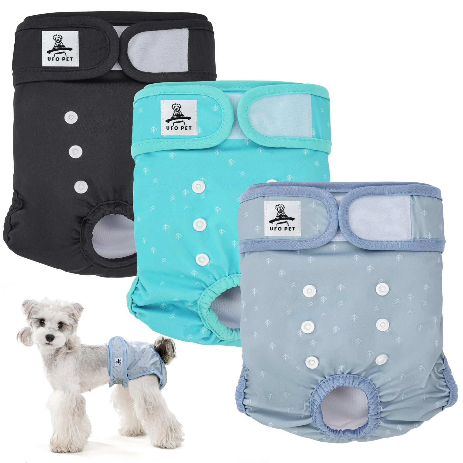UFO PET Dog Period Heat Pants for Season Incontinence, Super Absorbent Washable Dog Puppy Nappies Female Large, Doggy Knickers for Season 3 Pack — image 1