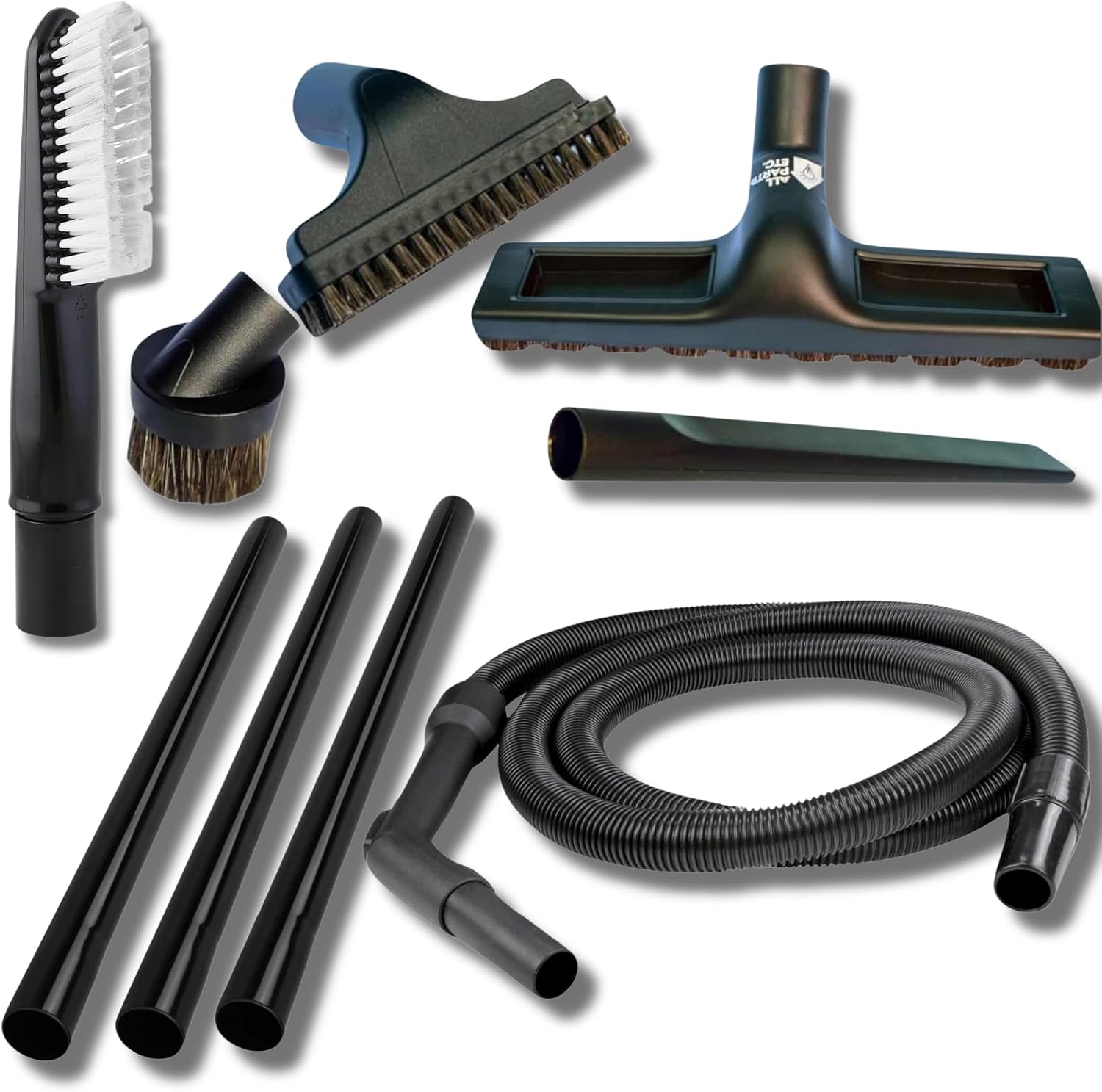 Vacuum Attachment Kit Compatible with Metrovac Models MVC-202A, AF, AFTD, and More – Replaces OEM P101276F – 10ft Hose Swivel Handle, Wands, Floor Brush, Crevice Tool, Upholstery, Dust Brush - 9pk