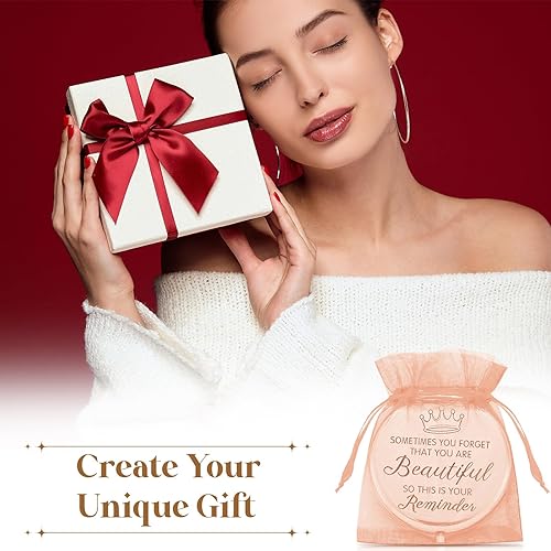 Miniatura 7 de Dandat Juego de 25 espejos compactos inspiradores de bolsillo a granel para mujeres, Sometimes You Forget That You're Beautiful - Espejo de aumento