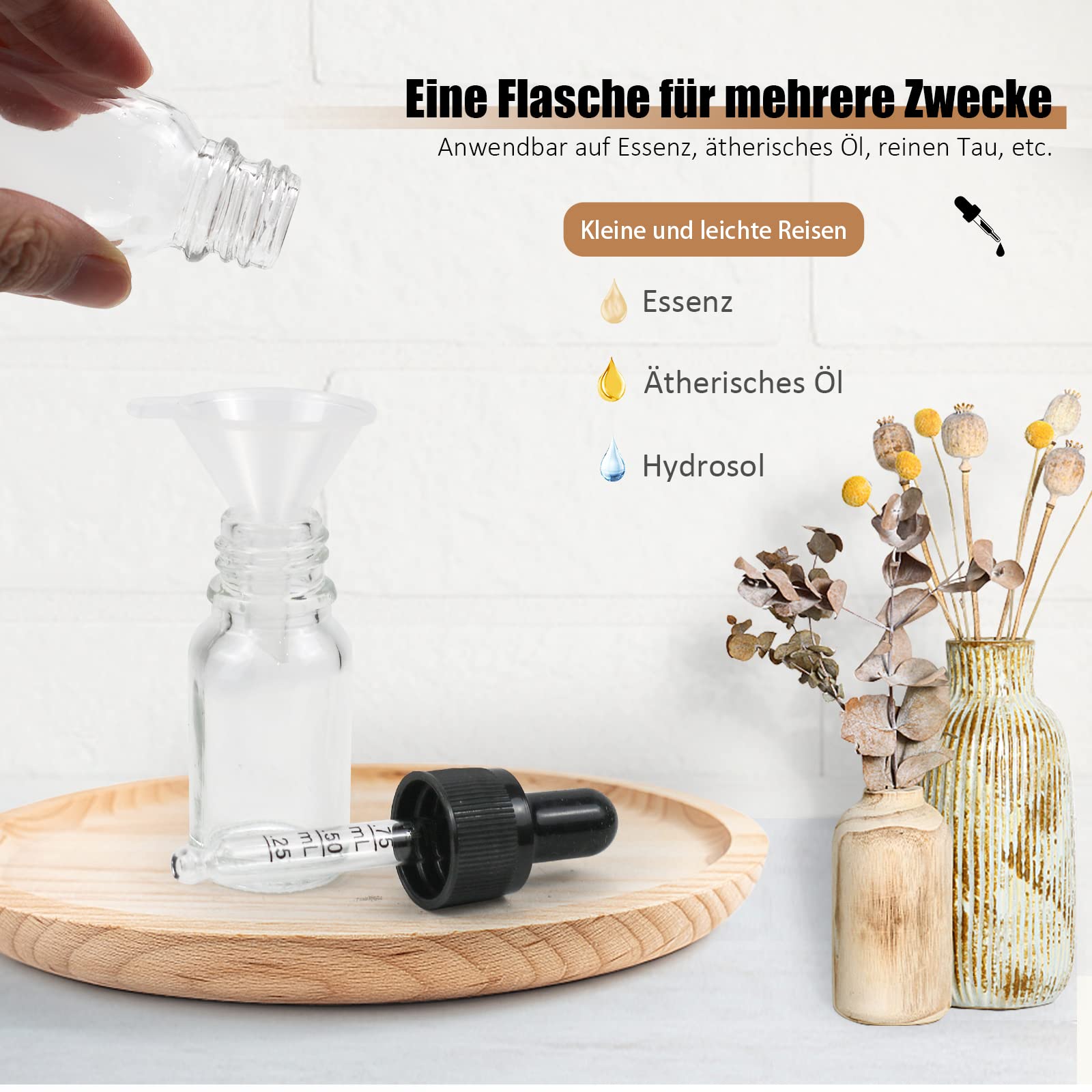 Set 6 Flaconi Contagocce In Vetro Da 100ml - Con Accessori Per Oli E Profumi - Foto 5