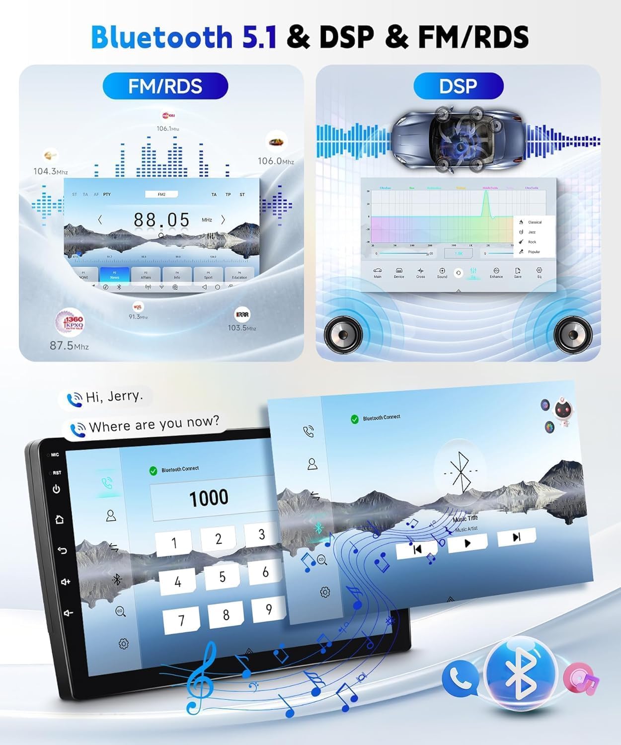 Radio Samochodowe Android 15 Do Suzuki Wagon R 2010-2018 Bezprzewodowy CarPlay I Android Auto 9 Calowy Ekran Dotykowy Odtwarzacz Samochodowy GPS Bluetooth/WiFi/FM/SWC/MIC USB Kamera(Color:M300)