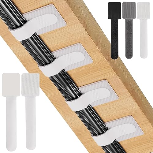 Miniatura 13 de Paquete de 20 bridas de cables autoadhesivas reutilizables grandes, correas ajustables de gancho y bucle para organizar cables de datos, cables,