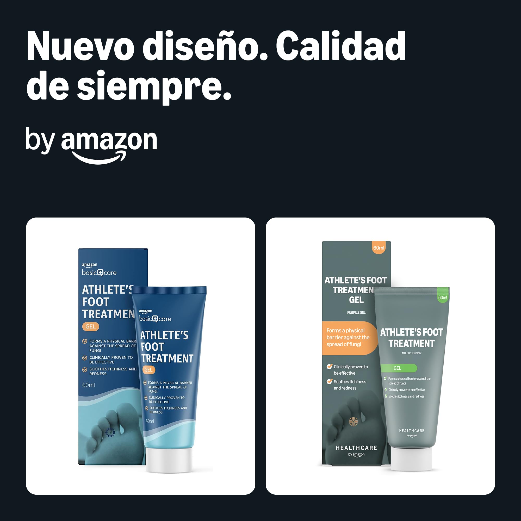 Healthcare by Amazon Gel para el tratamiento del pie de atleta, 60ml, (anteriormente Amazon Basic Care); el embalaje puede variar