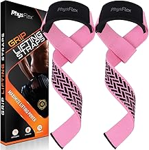 Grip Lifting Straps for Weightlifting and Strength Training, Premium Cotton and Padded Wrist Wraps, Gym Deadlift for Men & Women (Pink, 1-Pair)