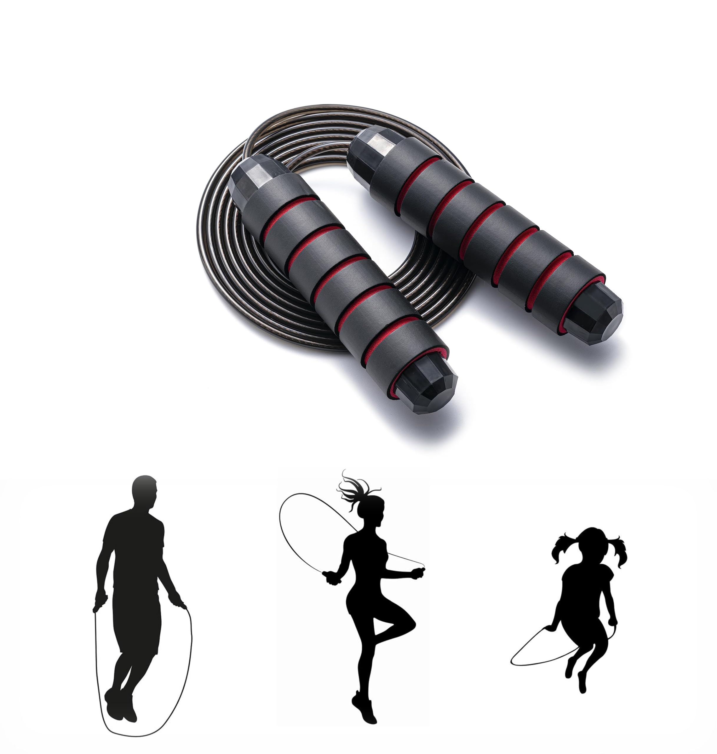 Duomama Adjustable Jump Rope for Rapid Speed Workouts - Tangle-Free Design - Suitable for Home, School, and Gym - Exercise & Slim Body Jumprope for Women, Men, Kids