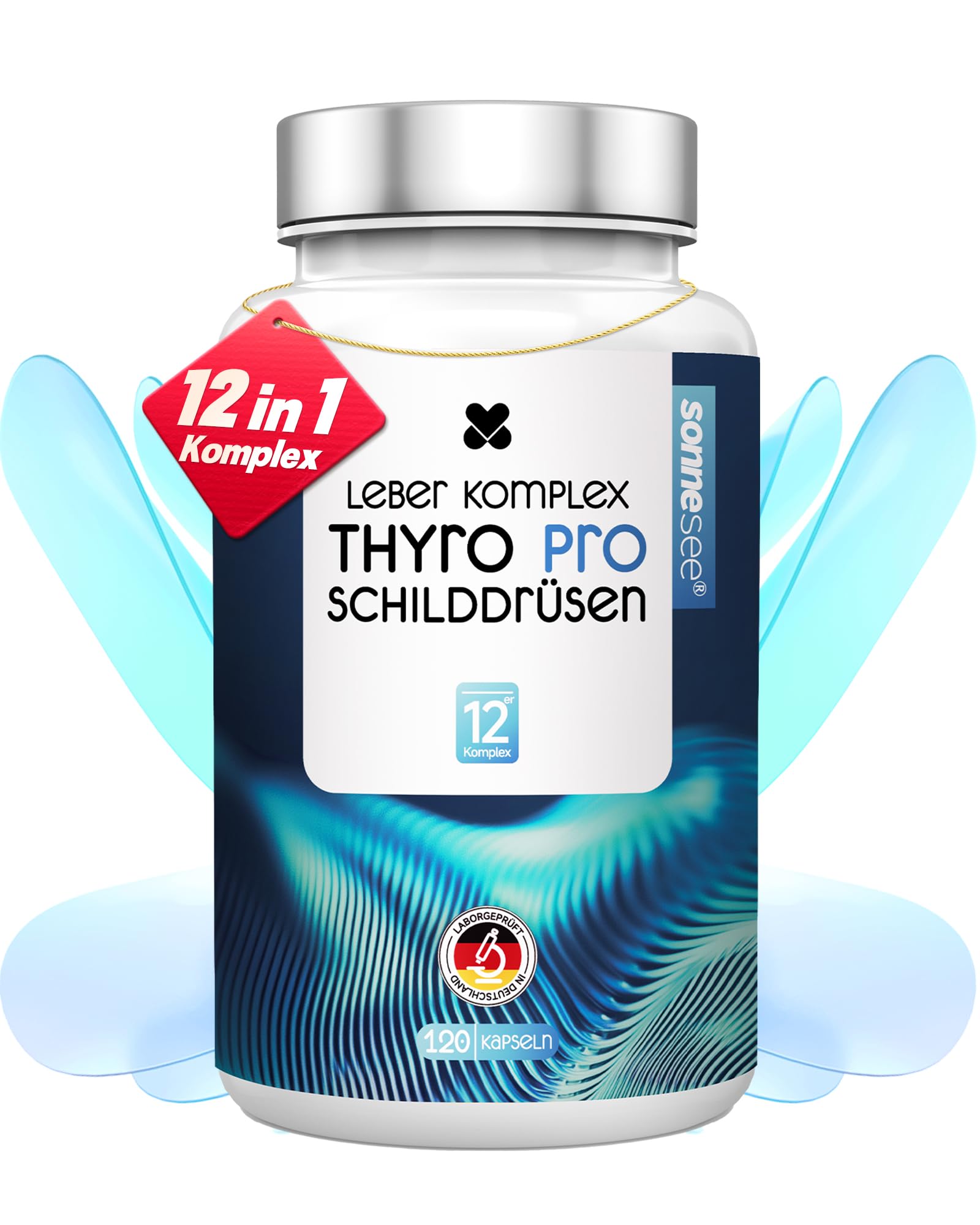 Thyro Pro Schilddrüsen & Leber Komplex Hochdosiert mit Selen Cholin 120 Kapseln (60 Tage Vorrat) Mit Mariendistel, Artischocke & NAC Unterstützt den Nährstoff-Umwandlungsprozess Vegan & Laborgeprüft