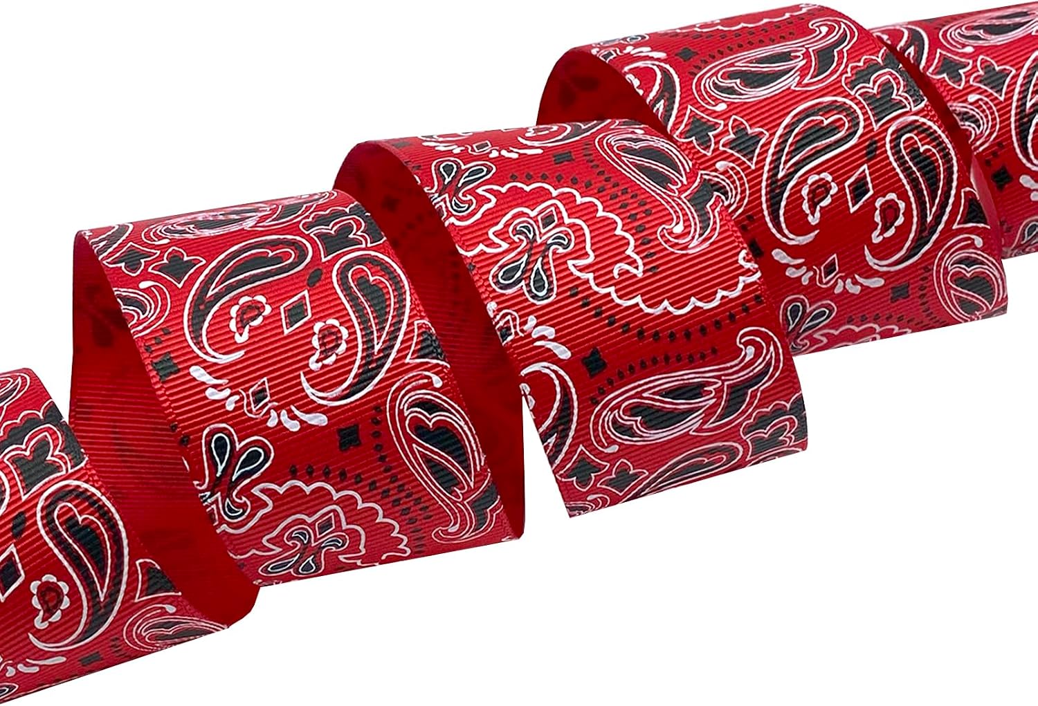 Morex Ribbon Bandana Grosgrain Fabric Ribbon with 1-1/2-Inch by 25-Yard Spool, Red Bandana