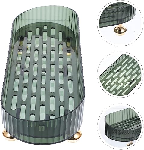 Miniatura 9 de Soporte de jabón y bandeja organizadora de bambú para encimera de baño, elegante estante de drenaje para jabón, esponjas y accesorios, diseño