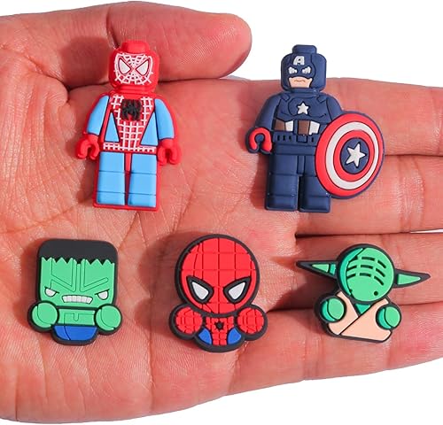 Miniatura 5 de 30 dijes de zapatos para niños, dijes de zapatos de héroe para zapatos y pulseras, regalos de fiesta, Metal no precioso., No es una piedra preciosa