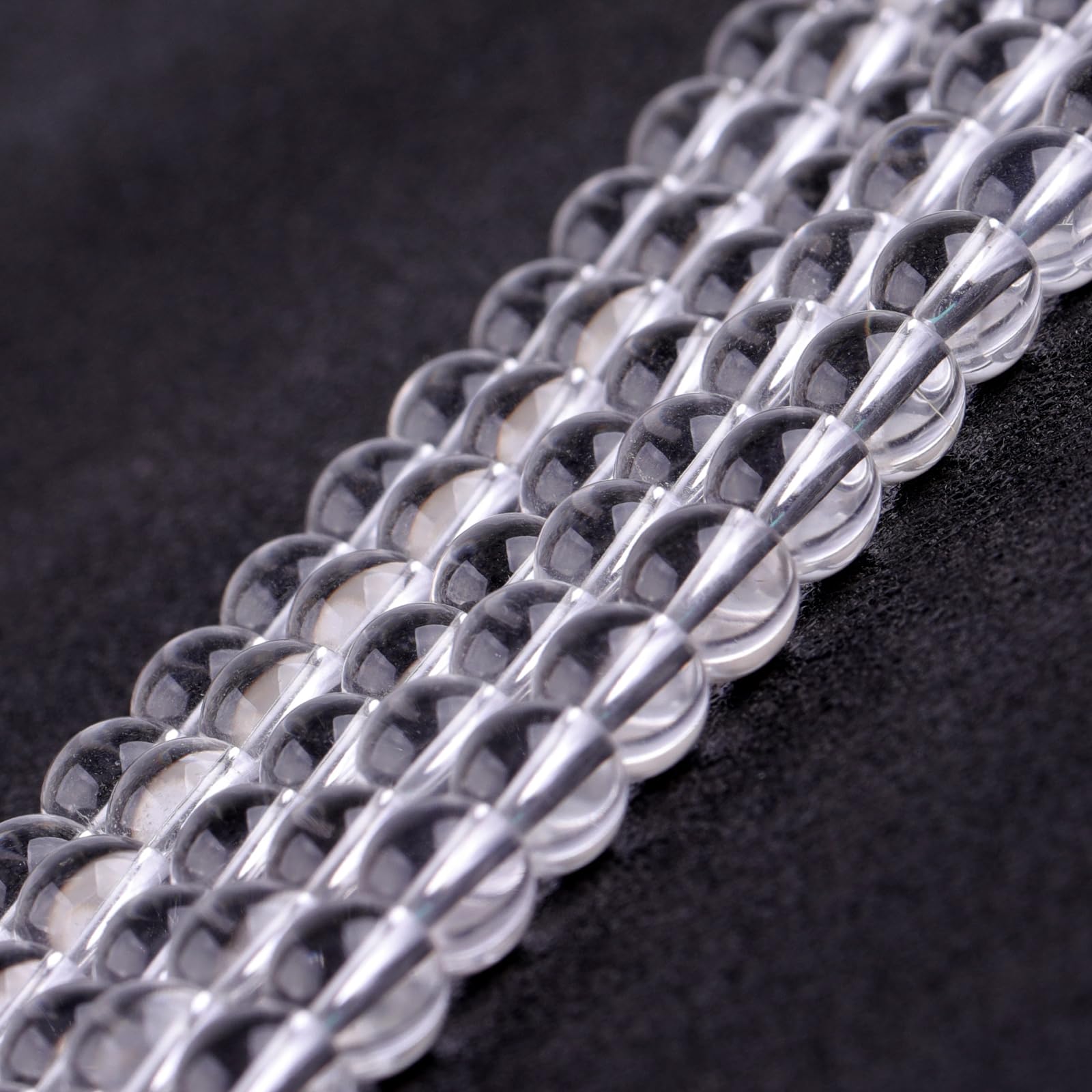 GEM-Inside AA Grade 6mm White Clear Rock Quartz Crystal Round Gemstone Semi Precious Loose Beads for Jewellery Making 15'' - Image 2