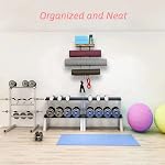 Yoga Mat Holder Wall Mount,Yoga Mat Storage Rack with Wooden Shelves and 4 Hooks,Yoga Mat Organizer for Home Gym Decor Hanging Foam Roller and Resistance Bands