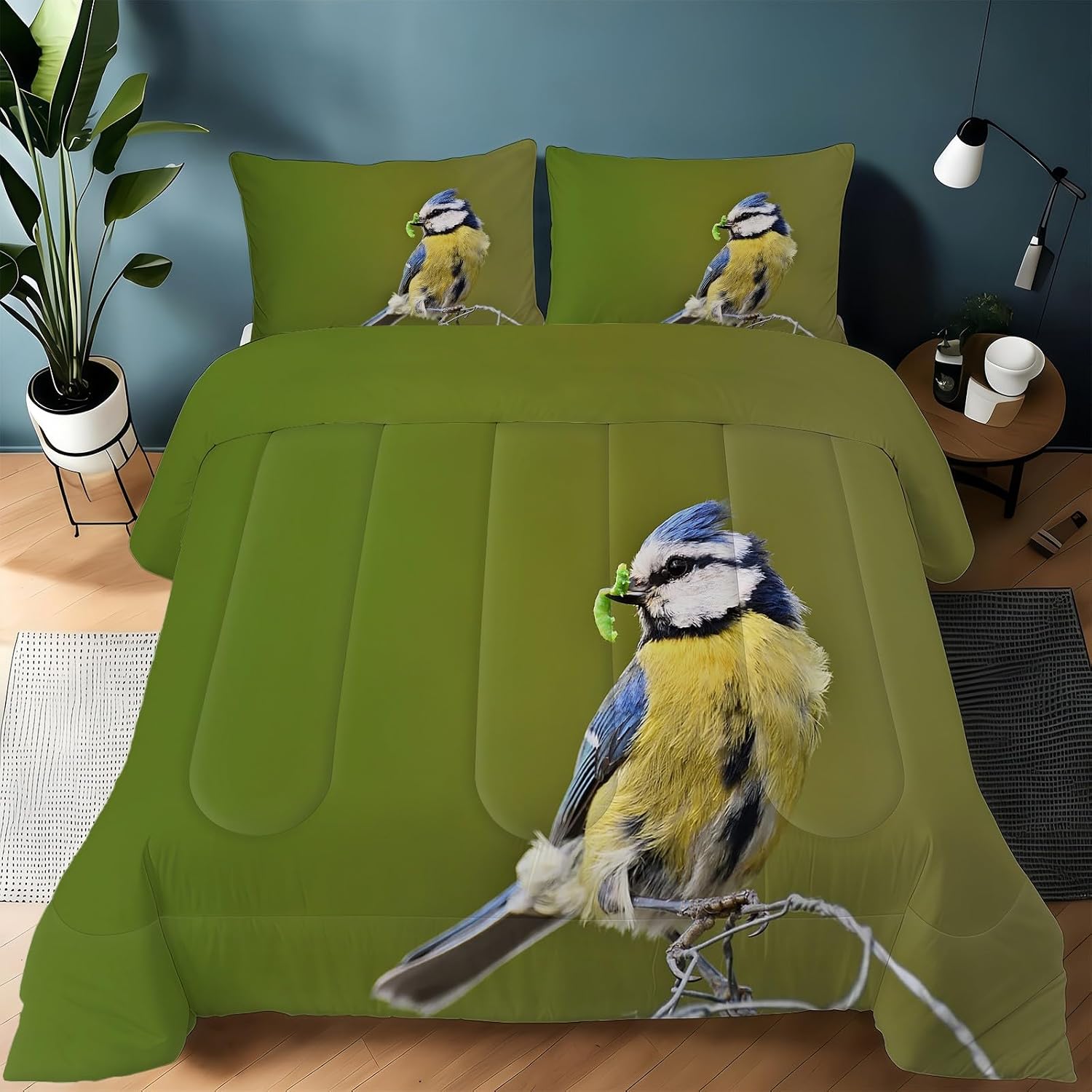 Tit Twin Comforter Set, Green Twin Comforter Luxury Soft Microfiber Fluffy Printing Duvet Insert, Quilt with 2 Pillowcases for Kids and Adults YUb2966