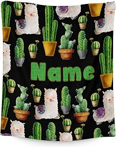 Custom Cactus Throw Blanket - Soft, Fuzzy & Warm - 30x40 Inches Small Blankets for Lap, Crib - Black Aesthetic Throws Gift for Cactus Lovers