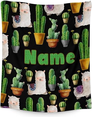 Custom Cactus Throw Blanket - Soft, Fuzzy & Warm - 30x40 Inches Small Blankets for Lap, Crib - Black Aesthetic Throws Gift for Cactus Lovers