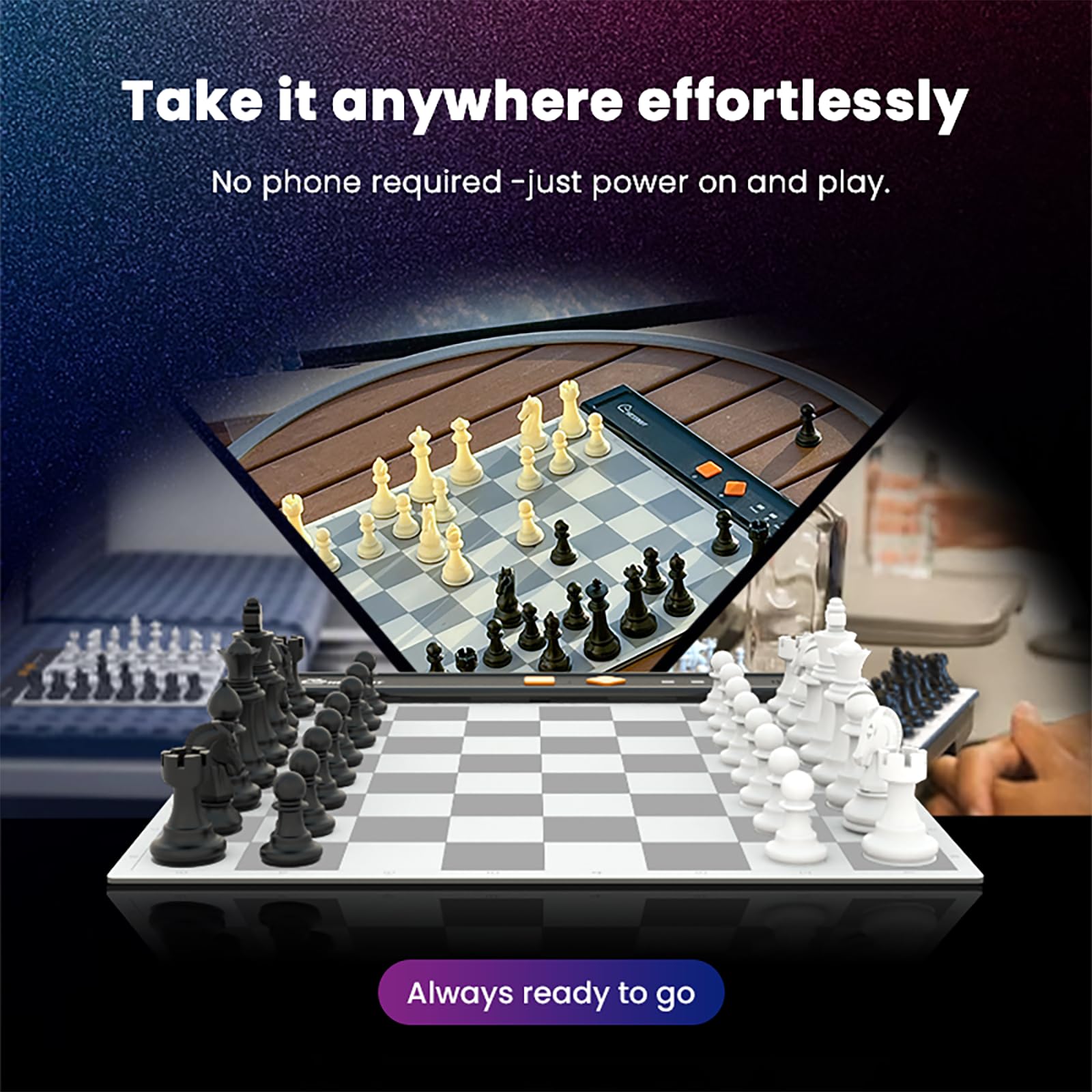 Chessnut Go Ultimate Tragbares elektronisches Schachbrett mit vollständiger Figurenkennung und starker magnetischer Haftung - Perfekte Größe für den Schreibtisch oder auf Reisen(Orange)