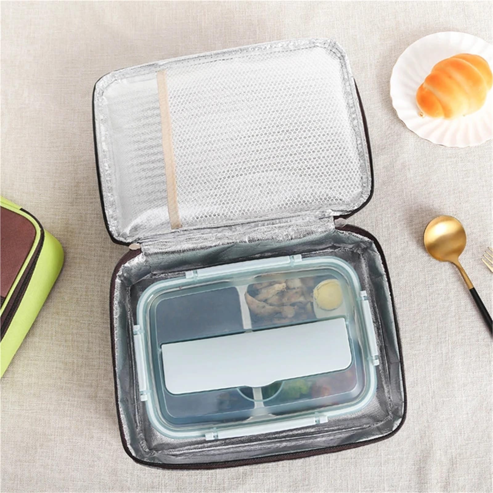 Bolsa térmica cuadrada for almuerzo, bolsa portátil for comida de Picnic, refrigerador aislado, caja Bento, 2 uds